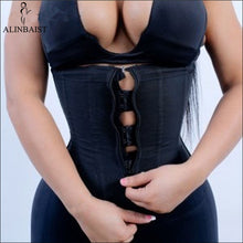 Load image into Gallery viewer, Women Latex Waist Trainer Body Shaper Corsets with Zipper Cincher Corset Top Slimming Belt Black Shapers Shapewear Plus Size