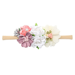 Pearl Baby Headbands Flower For Girls Handmade Bundle Nylon Elastic  Hair Band Baby Hairband Headdress Newborn Hair Accessories