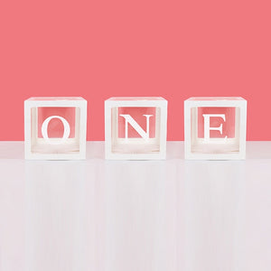Baby 1st Birthday Decorations First Birthday Balloon Boxes with ONE Letter for baby shower Boy Girl 1 Year Old Birthday Backdrop