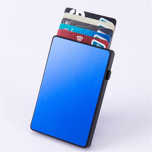 BISI GORO Anti-theft Aluminum Single Box Smart Wallet Slim RFID Fashion Clutch Pop-up Push Button Card Holder New Name Card Case