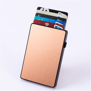 BISI GORO Anti-theft Aluminum Single Box Smart Wallet Slim RFID Fashion Clutch Pop-up Push Button Card Holder New Name Card Case