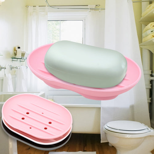 Soap Dish Plate Tray Holder Washroom Organizer Container Soft Silicone Bathroom Products Drain Soap Box