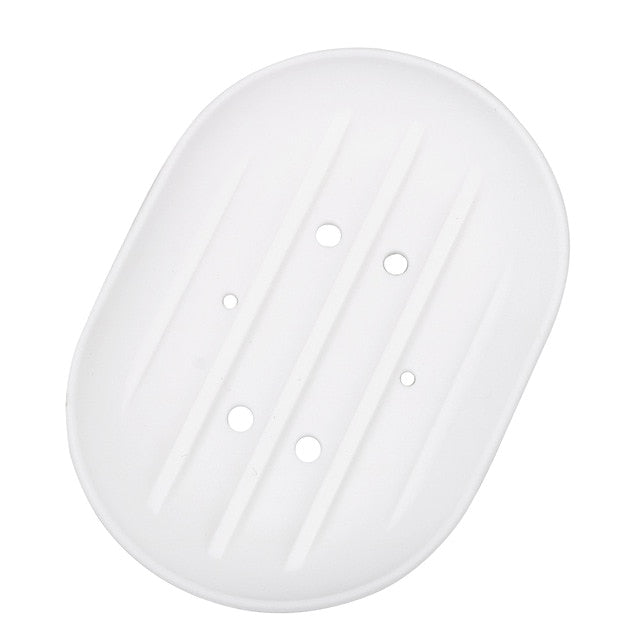 Soap Dish Plate Tray Holder Washroom Organizer Container Soft Silicone Bathroom Products Drain Soap Box