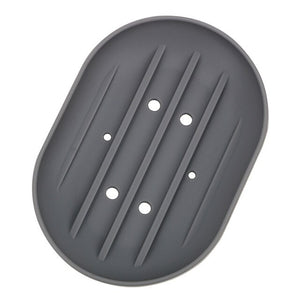 Soap Dish Plate Tray Holder Washroom Organizer Container Soft Silicone Bathroom Products Drain Soap Box