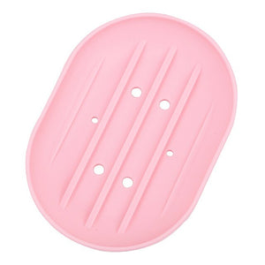 Soap Dish Plate Tray Holder Washroom Organizer Container Soft Silicone Bathroom Products Drain Soap Box