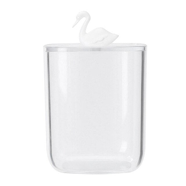 Clear Acrylic Storage Box Cotton Pad Swab Cosmetic Animal Case for Washroom Makeup Cotton Pad Organizer Jewelry Holder Candy