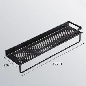Bathroom Shelf Black Aluminum Wall-Mounted Square Shampoo Shelf Cosmetic Shelves Kitchen Nets Shelf Storage Rack Organizer Rack