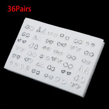 Load image into Gallery viewer, 36/18/12Pairs Earrings Mixed Styles Rhinestone Sun Flower Geometric Animal Plastic Stud Earrings Set For Women Girls Jewelry