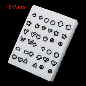 36/18/12Pairs Earrings Mixed Styles Rhinestone Sun Flower Geometric Animal Plastic Stud Earrings Set For Women Girls Jewelry