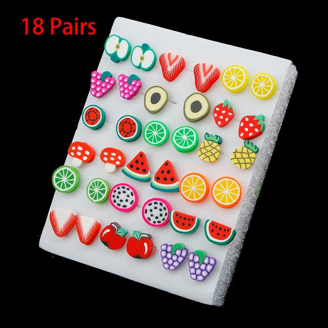 36/18/12Pairs Earrings Mixed Styles Rhinestone Sun Flower Geometric Animal Plastic Stud Earrings Set For Women Girls Jewelry