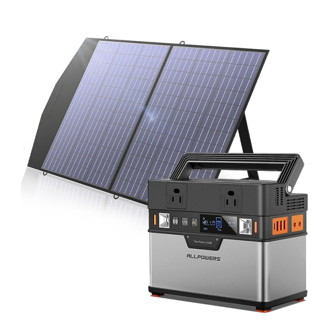 220V/110V Portable Power Station 288Wh Solar Generator Emergency Backup Power With 18V 100W Foldable Solar Panel Outdoor Camping