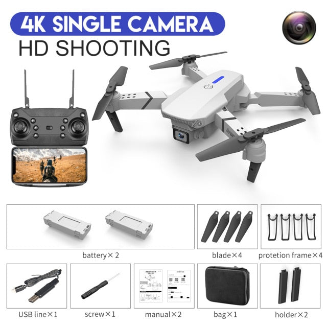 XKJ 2021 New E88 Pro Drone With Wide Angle HD 4K 1080P Dual Camera Height Hold Wifi RC Foldable Quadcopter Dron Gift Toy