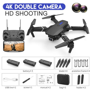 XKJ 2021 New E88 Pro Drone With Wide Angle HD 4K 1080P Dual Camera Height Hold Wifi RC Foldable Quadcopter Dron Gift Toy