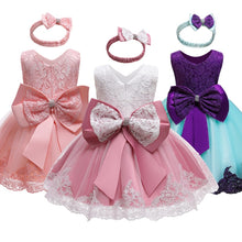 Load image into Gallery viewer, 1 Year Old Baby Girls Dress for Newborn Girls Clothes Big Bowknot Formal Baby Girl Birthday Party Dress Christening Gown Dresses