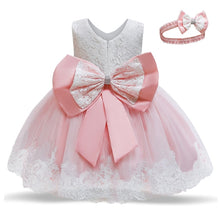 Load image into Gallery viewer, 1 Year Old Baby Girls Dress for Newborn Girls Clothes Big Bowknot Formal Baby Girl Birthday Party Dress Christening Gown Dresses