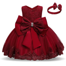 Load image into Gallery viewer, 1 Year Old Baby Girls Dress for Newborn Girls Clothes Big Bowknot Formal Baby Girl Birthday Party Dress Christening Gown Dresses