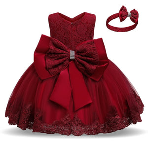 1 Year Old Baby Girls Dress for Newborn Girls Clothes Big Bowknot Formal Baby Girl Birthday Party Dress Christening Gown Dresses
