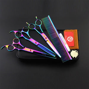 3Pcs/Set 7" Pet Scissors For Dog Grooming Scissors Set Hair Cutting Tools Kit Straight Curved Thinning Shears Clippers For Dogs