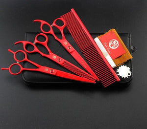 3Pcs/Set 7" Pet Scissors For Dog Grooming Scissors Set Hair Cutting Tools Kit Straight Curved Thinning Shears Clippers For Dogs