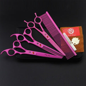3Pcs/Set 7" Pet Scissors For Dog Grooming Scissors Set Hair Cutting Tools Kit Straight Curved Thinning Shears Clippers For Dogs